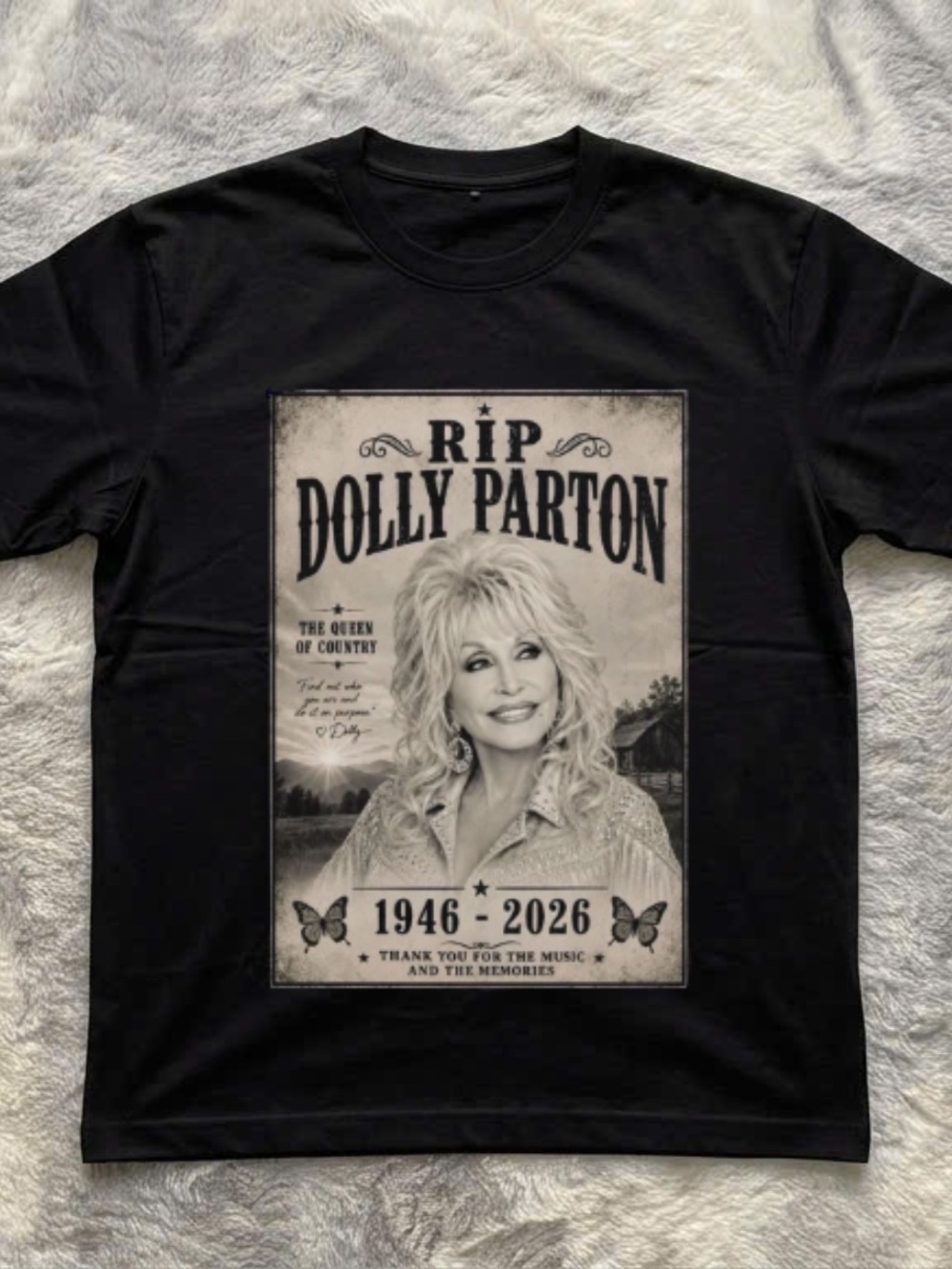 Gildan Black RIP Dolly Parton Graphic Tee
